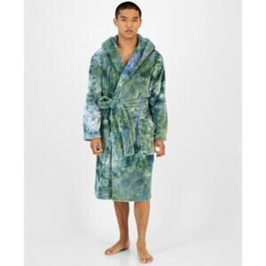 Sun + Stone Men's Tie-Dyed Hooded Fleece Robe,  Sz L/XL